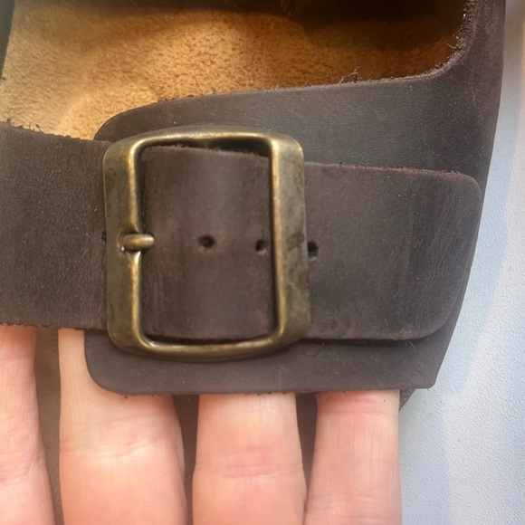 Autenti Brown Leather Double Buckle Sandals Cork Soles Size 10 - Picture 10 of 16